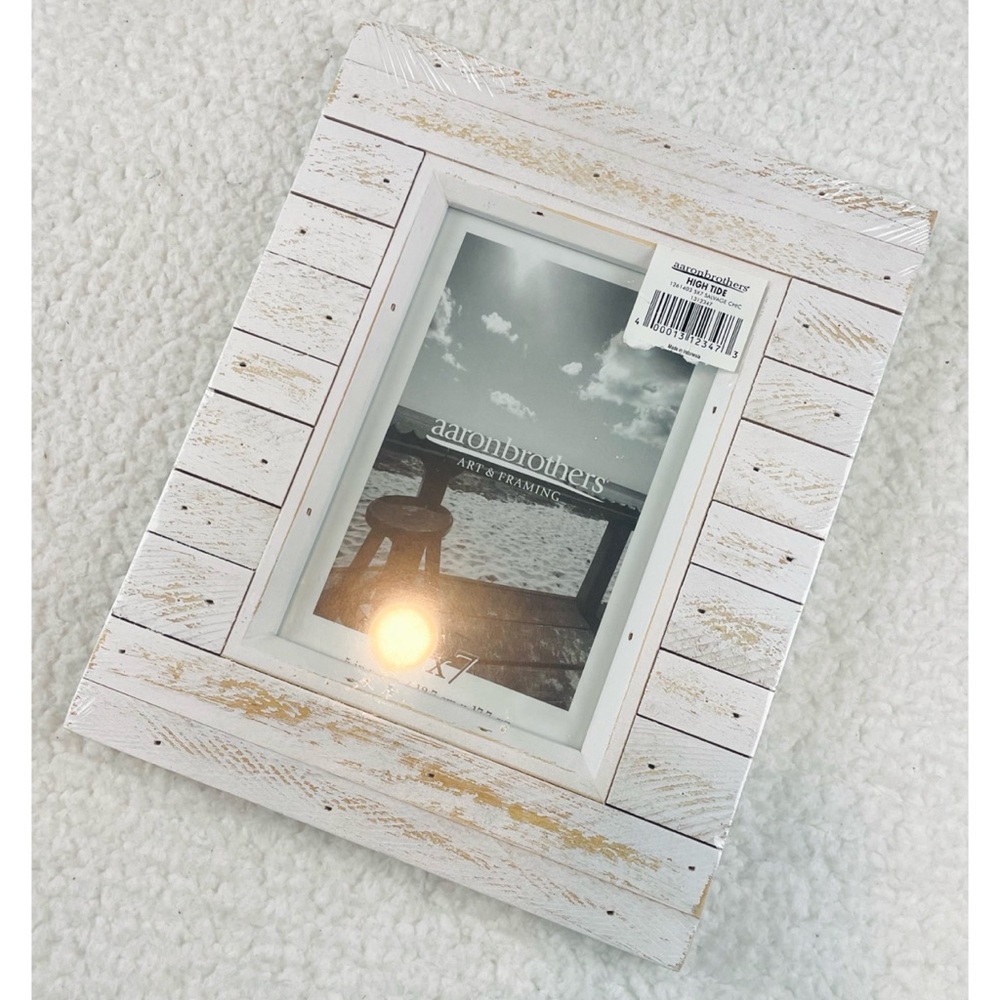 (NWT) AARON BROTHERS • White High Tide 5x7 Wooden Photo Frame - Picture 11 of 13